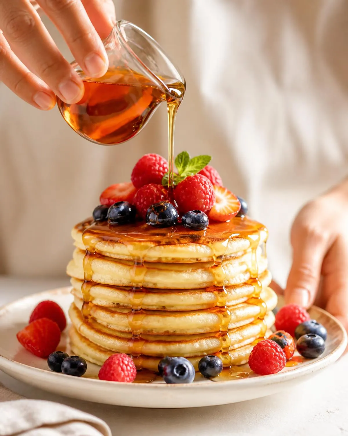 Maple syrup pancakes served at Coco Frutti